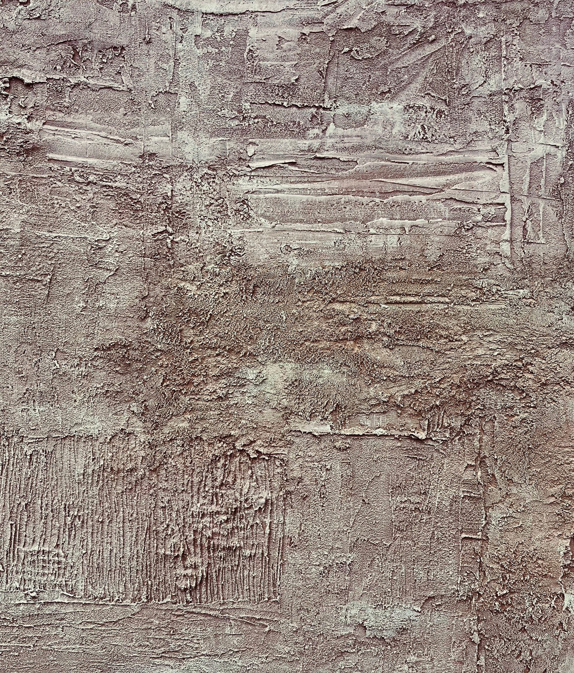 rose gold toned painting concrete, sand, raw pigment textured abstract contemporary painting detail photos